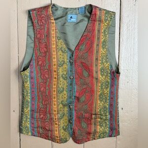 Liz Claiborne Multicolor Paisley Stripe Vest - Red, Yellow, Green, Blue